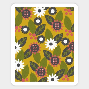 Mustard floral garden with leaves Sticker